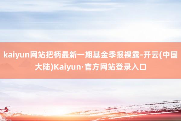 kaiyun网站把柄最新一期基金季报裸露-开云(中国大陆)Kaiyun·官方网站登录入口